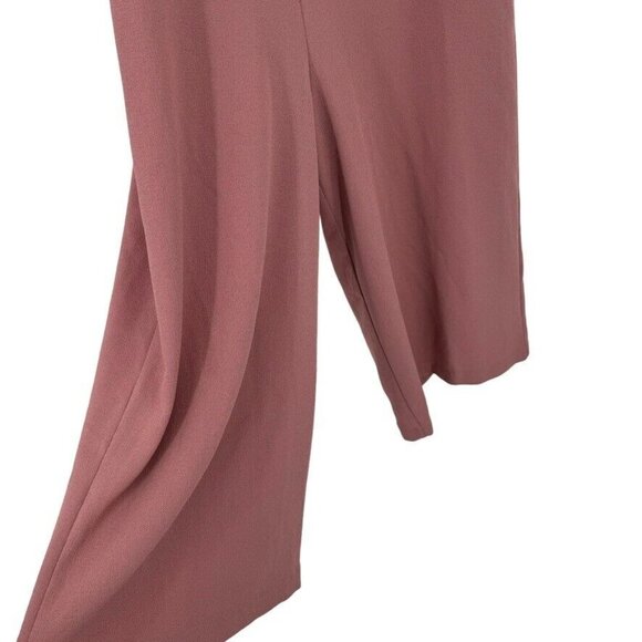 Gb Women’s Crop Jumpsuit Size Medium pink mauve sleeveless wideleg lined - Picture 6 of 10